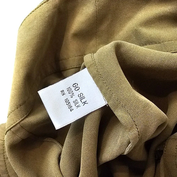 GO SILK Cargo Jogger Pant 100% Silk Size Small Olive Green Pockets Adjustable - Picture 7 of 9